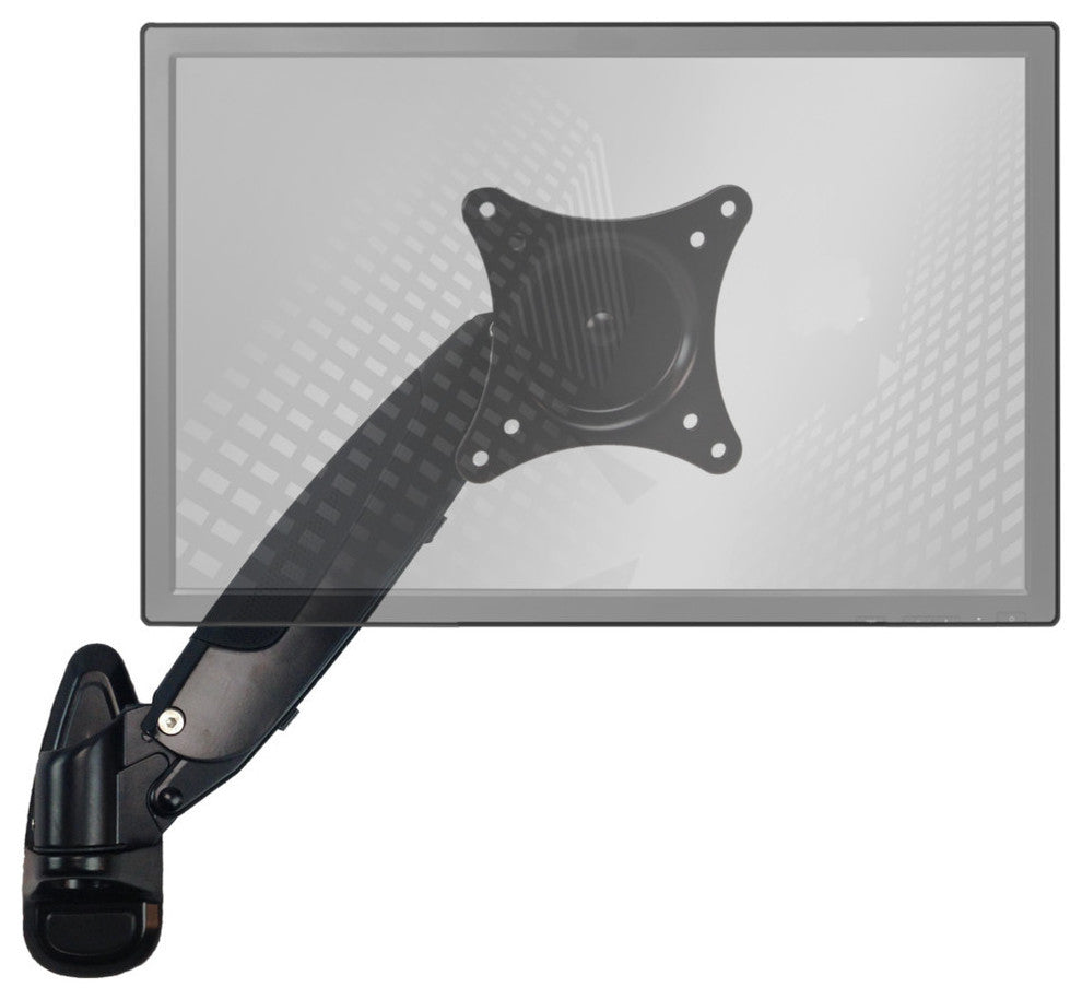 Sit-Stand Wall Mount Monitor Arm: Standard Single Screen Black