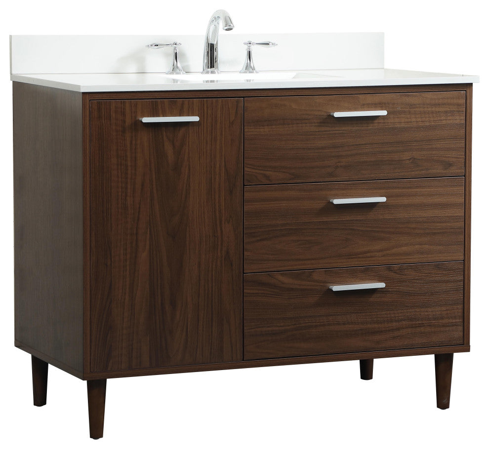 Home Living Modern Natural Oak-Light Bathroom Vanity, Walnut, 42"
