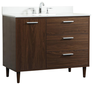 Home Living Modern Natural Oak-Light Bathroom Vanity, Walnut, 42"