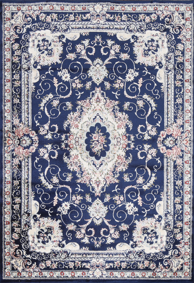 Blue Floral Medallion Transitional Turkish Rug Oriental Carpet 7x10