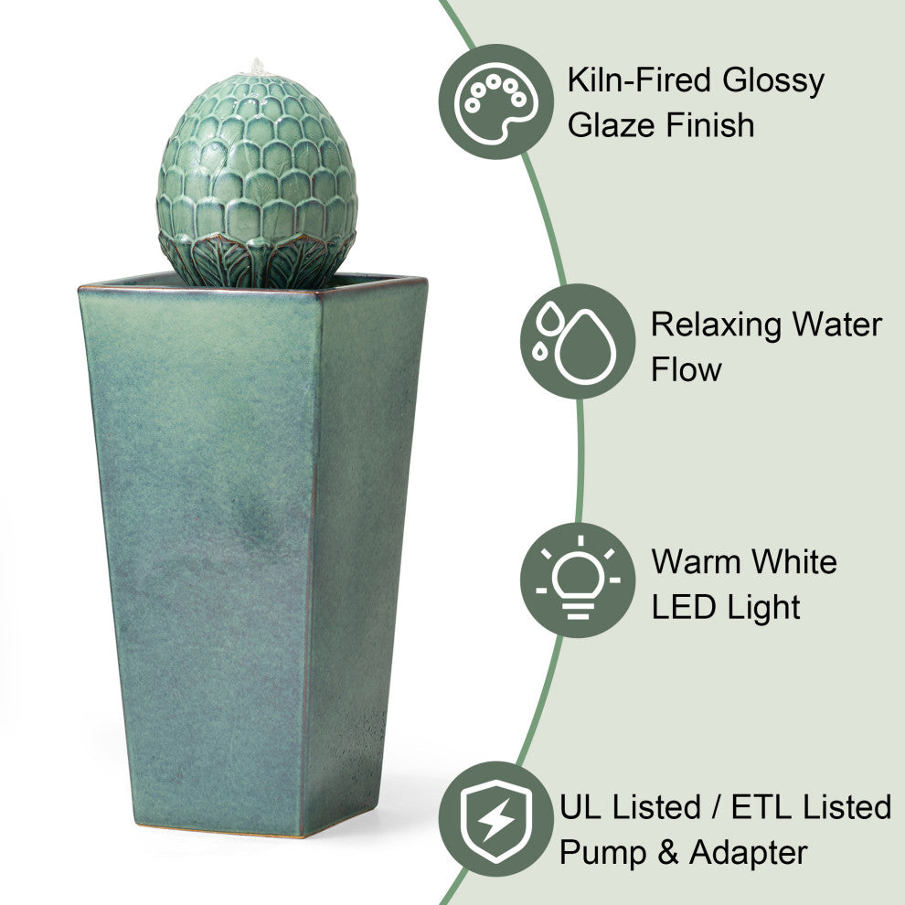 Artichoke Pedestal Ceramic Fountain