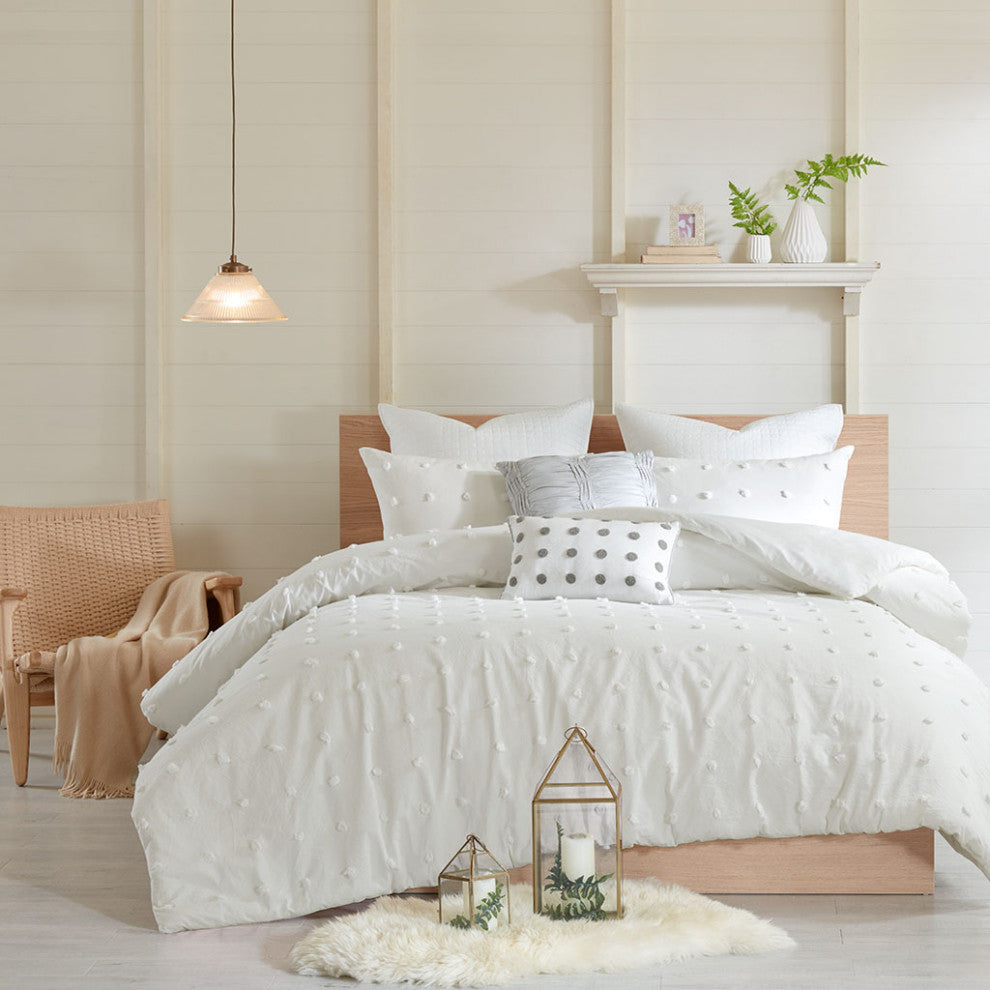 Urban Habitat Brooklyn Pom-Pom 7-Piece Duvet Cover Set, Ivory