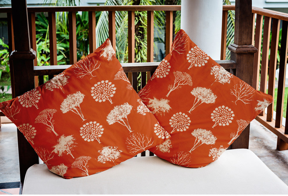 18" x 18" Field of Trees Indoor/Outdoor Polyester Throw Pillow, Sienna