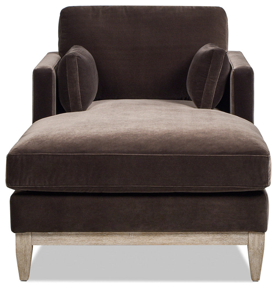 Knox 65" Modern Velvet Upholstered Chaise Lounge Chair, Deep Brown