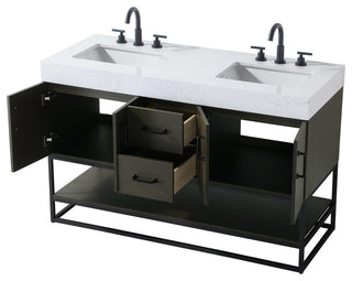 Home Living 54" Double Bathroom Vanity, Mocha Brown