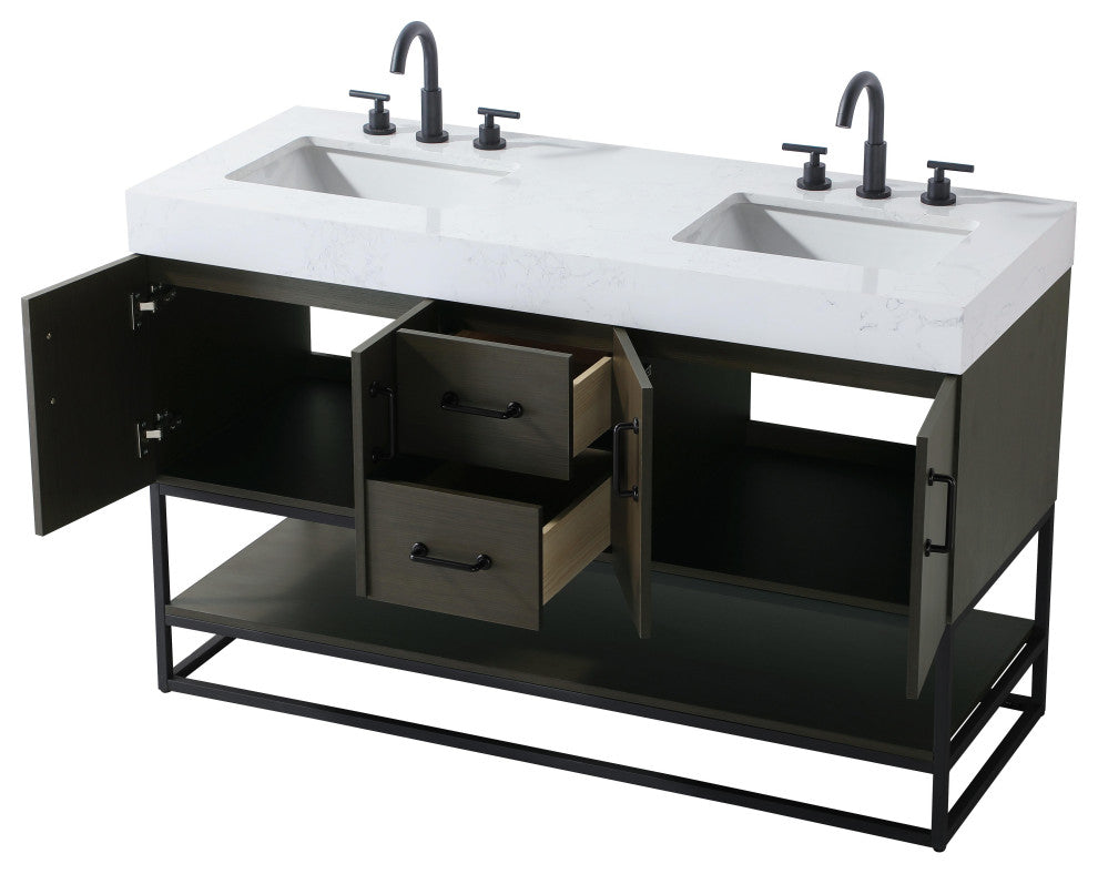 Home Living 54" Double Bathroom Vanity, Mocha Brown
