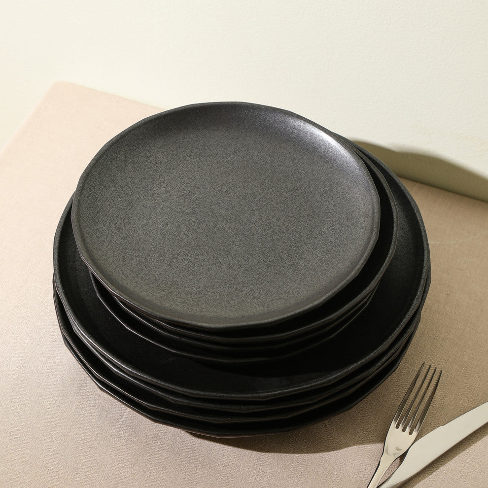 Stone Lain Rio Stoneware Salad Plate Set of 4, Black