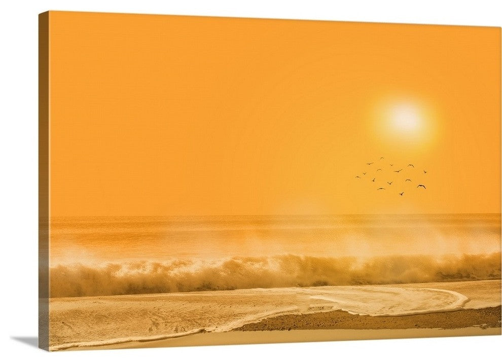 "Birds flying over sea" Wrapped Canvas Art Print, 48"x32"x1.5"