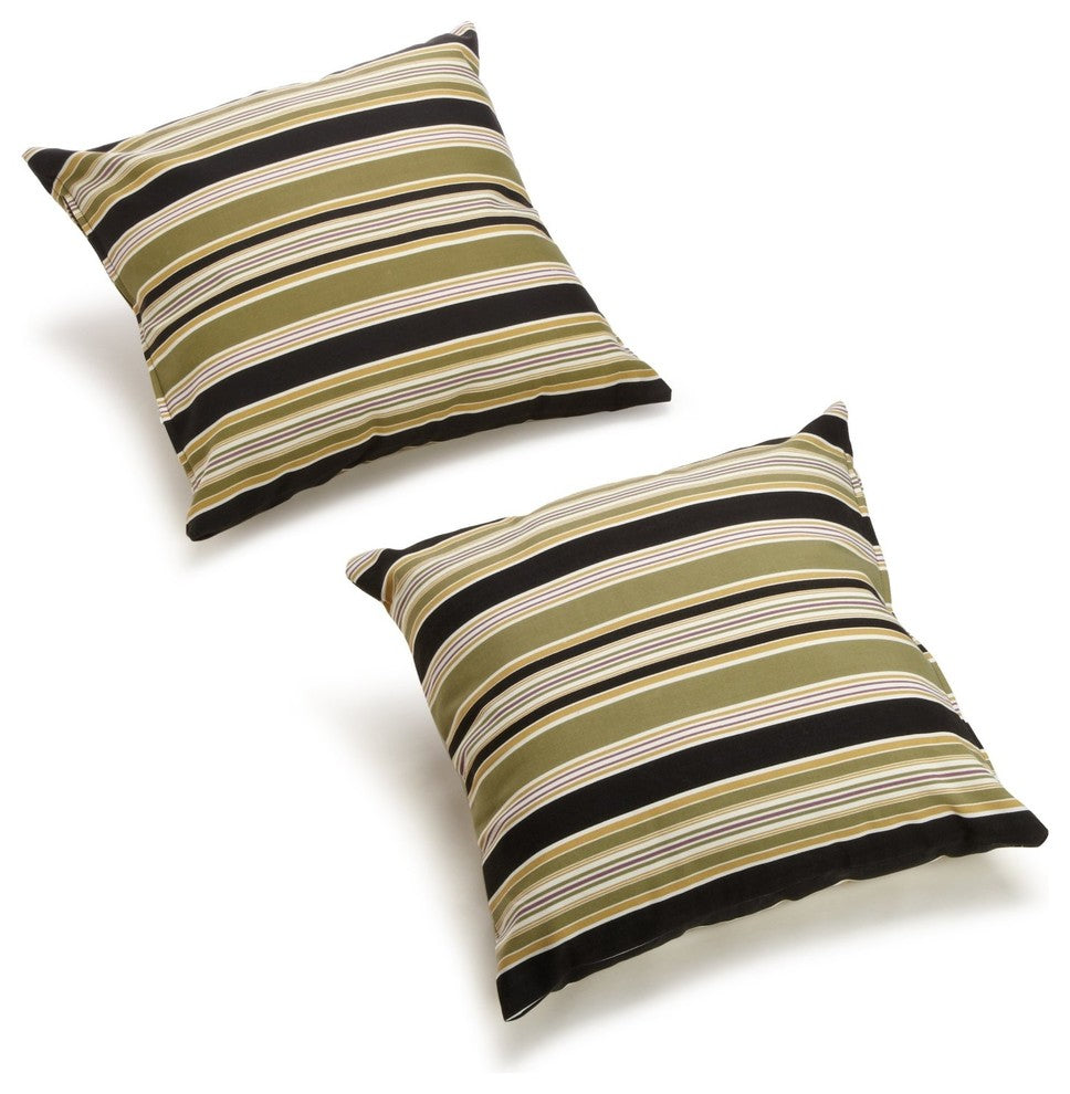 Blazing Needles 17" Outdoor Knife Edge Throw Pillows, Set of 2, Eastbay Onyx