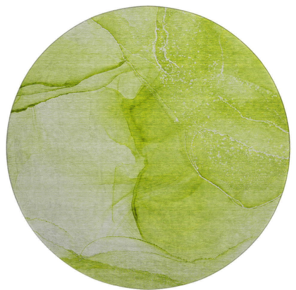 Premium Machine Washable Mayfield AMF507 Green 8' x 8' Round Rug