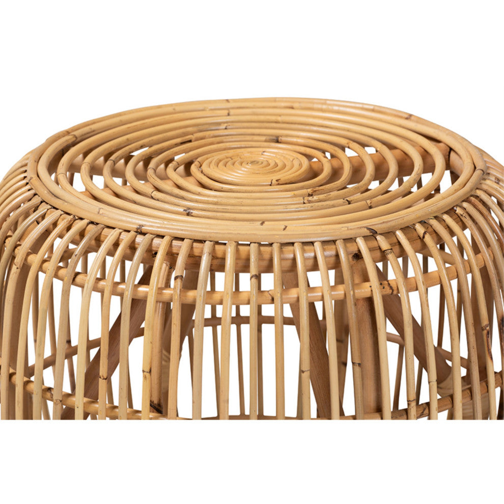Baxton Studio Maverick Modern Bohemian Natural Brown Rattan End Table