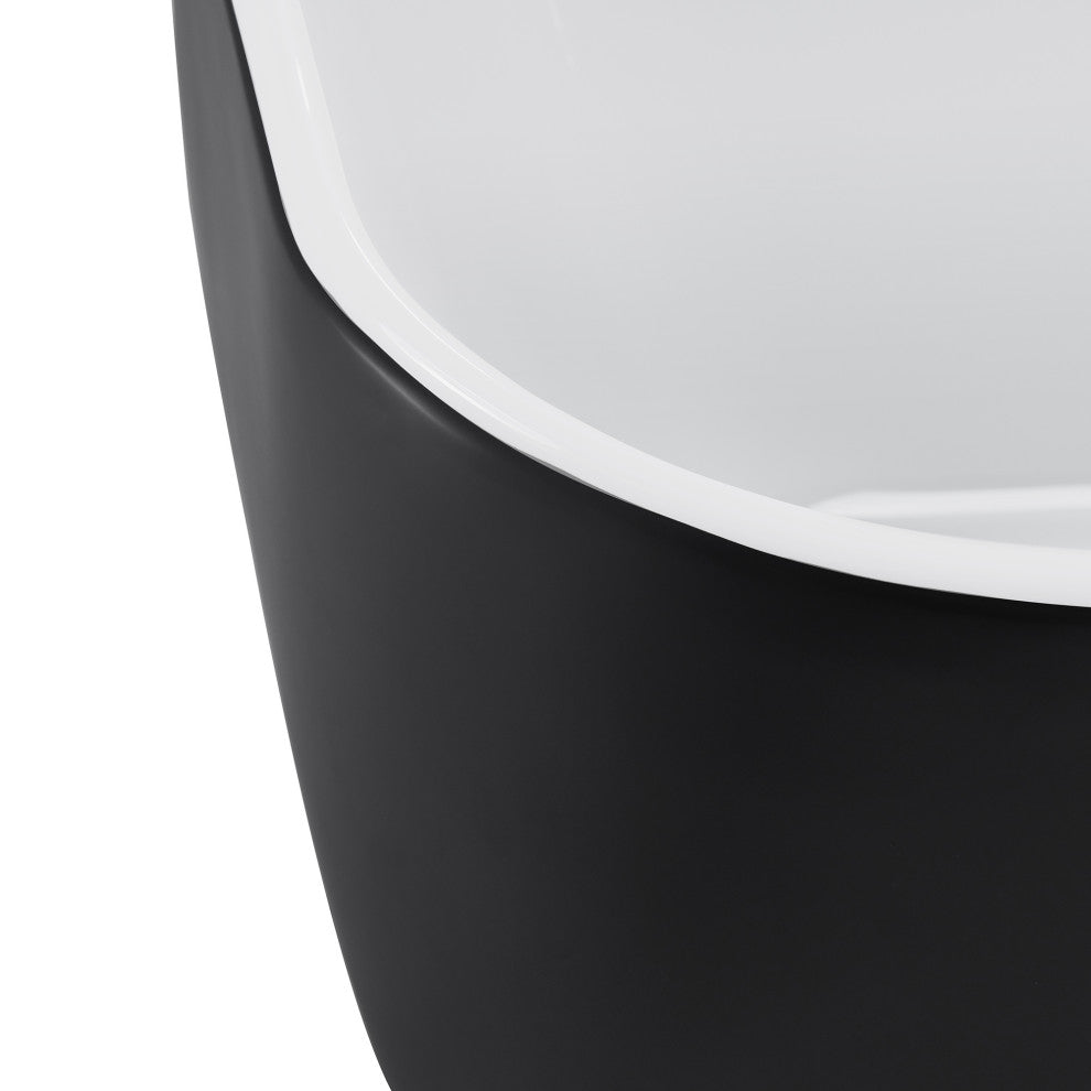 59" Acrylic Roll-Top Flatbottom Non-Whirlpool Bathtub, Black