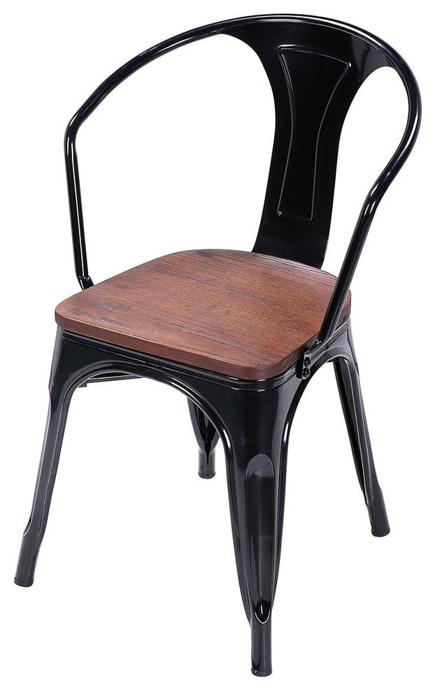 High Quality Set of 2 Tolix Style Armchair, Black