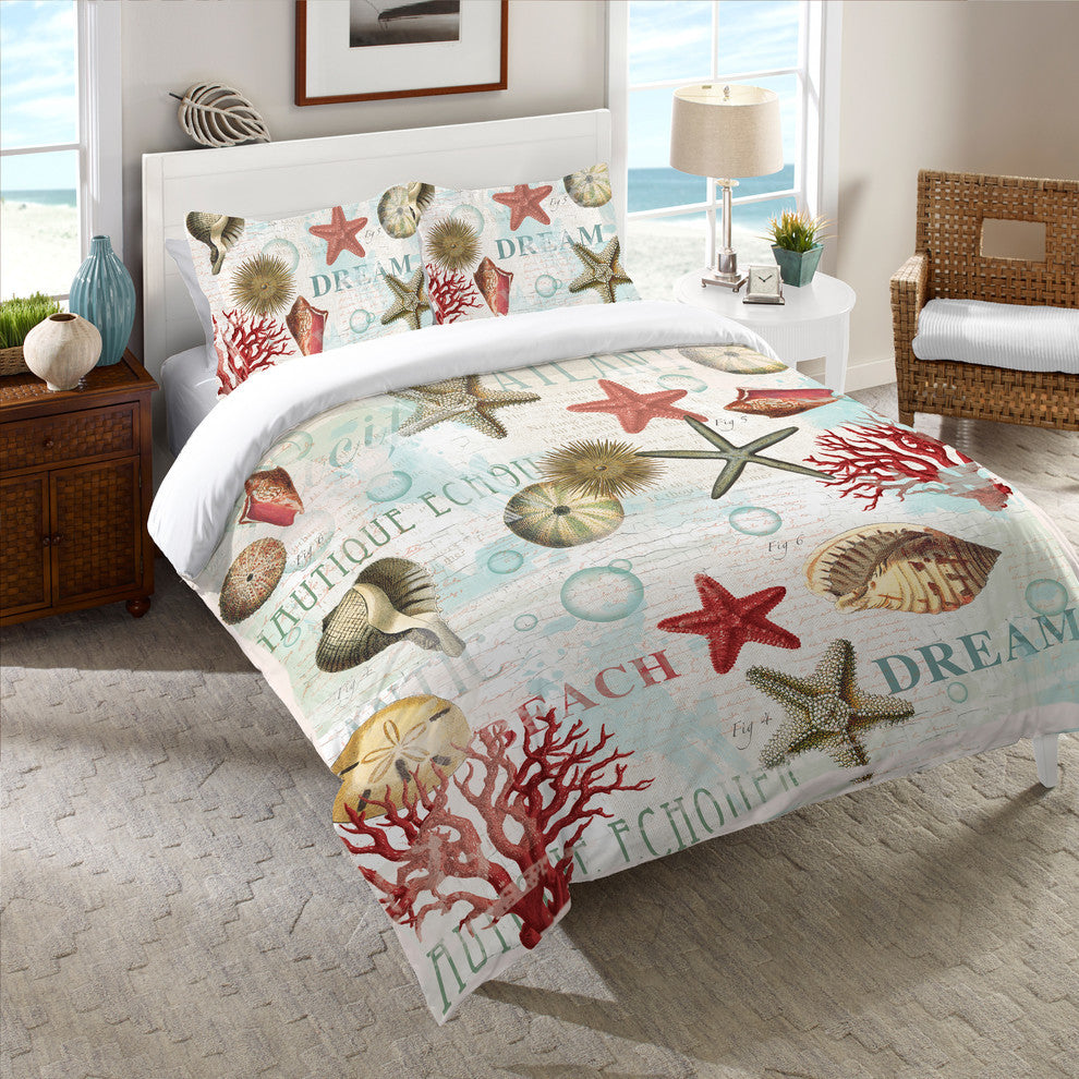 Laural Home Dream Beach Shells Comforter, Queen