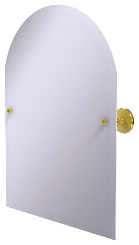 Frameless Arched Top Beveled Edge Tilt Mirror, Polished Brass