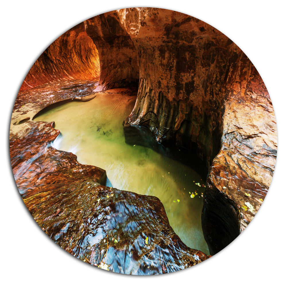 Narrows In Zion National Park Utah, Landscape Disc Metal Wall Art, 36"