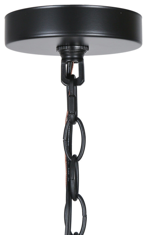 LNC Chispa 3-Light Black Modern Crystal Drum Chandelier