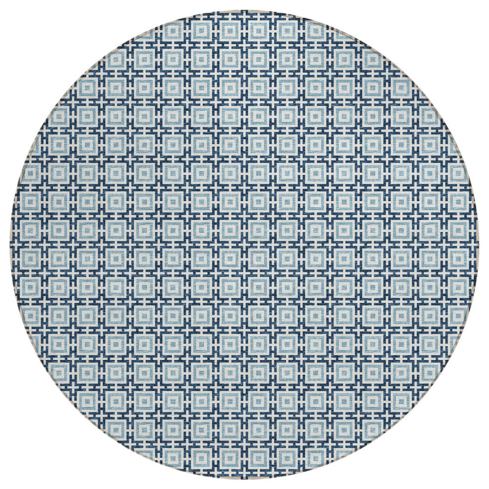 Indoor/Outdoor Marlo MO1 Navy Machine Washable 10' x 10' Rug