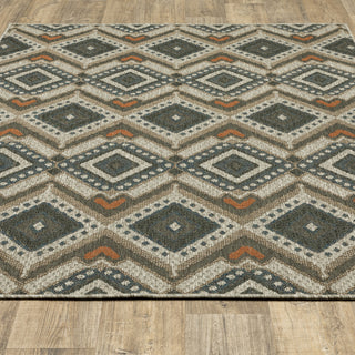 Oriental Weavers Latitude Grey/ Orange Geometric Indoor/Outdoor Rug 7'10"X10'