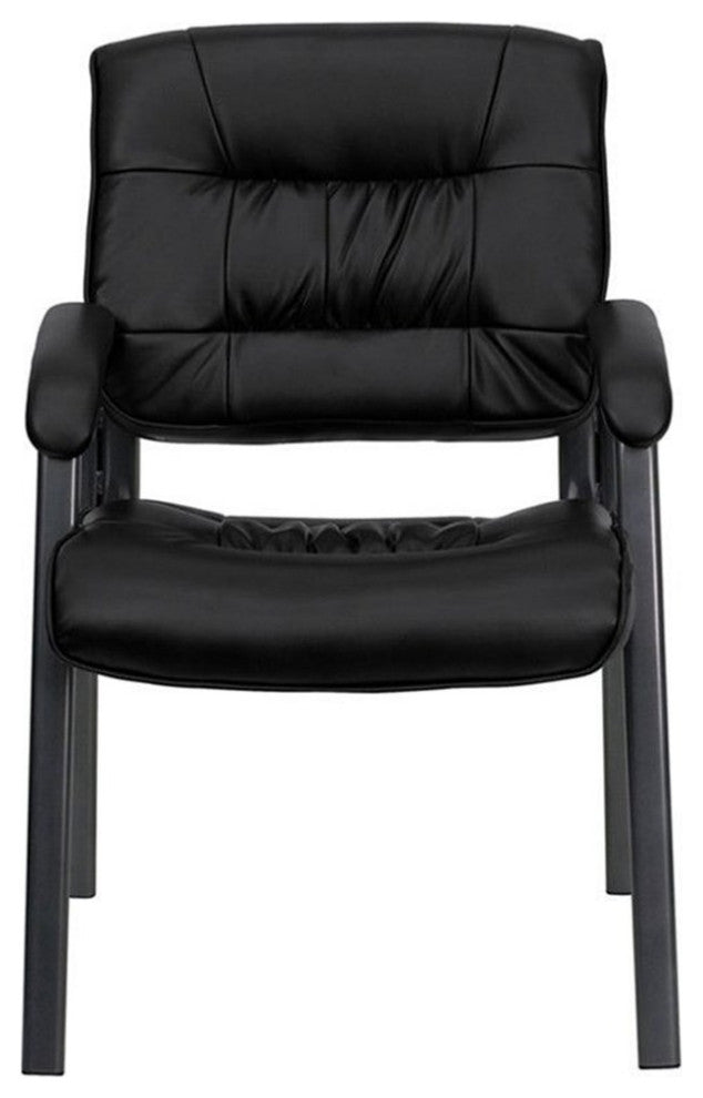 Flash Furniture Executive Side Guest Chair in Black with Titanium Frame