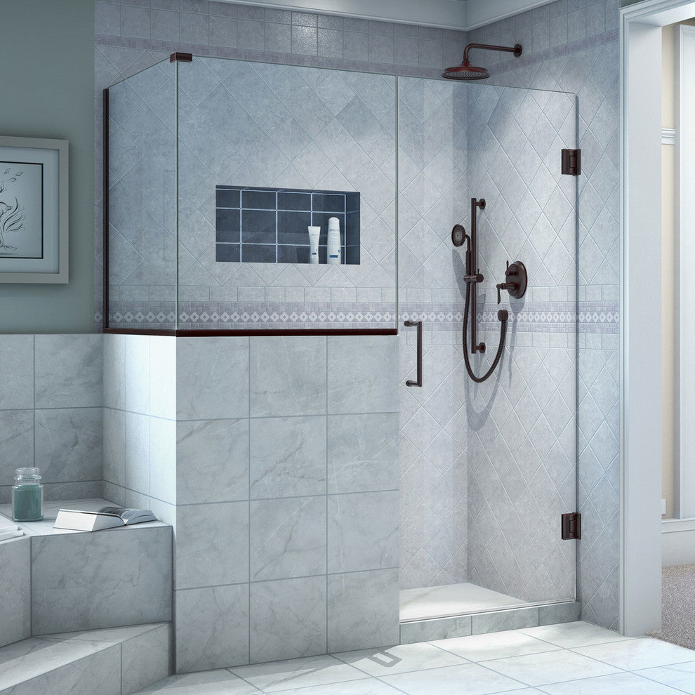 Unidoor Plus 57"x30.38"x72" Shower Enclosure, Oil Rubbed Bronze