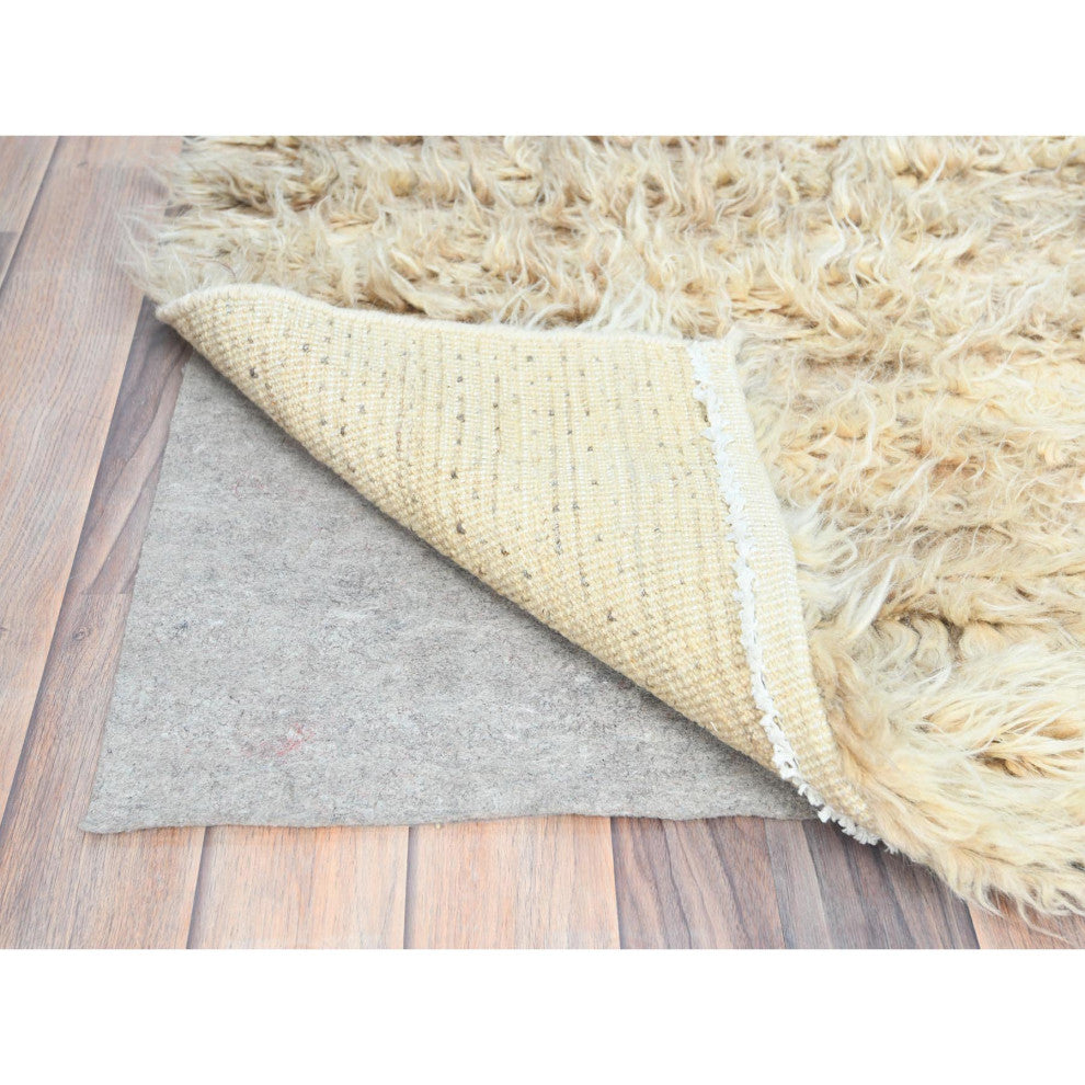 Ivory, Moroccan Berber, Natural Wool, Hand Knotted, Runner Rug, 2'6"x8'