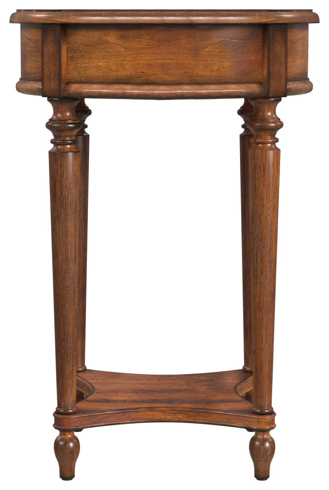 Jules 1-Drawer Round Accent Table, Antique Cherry