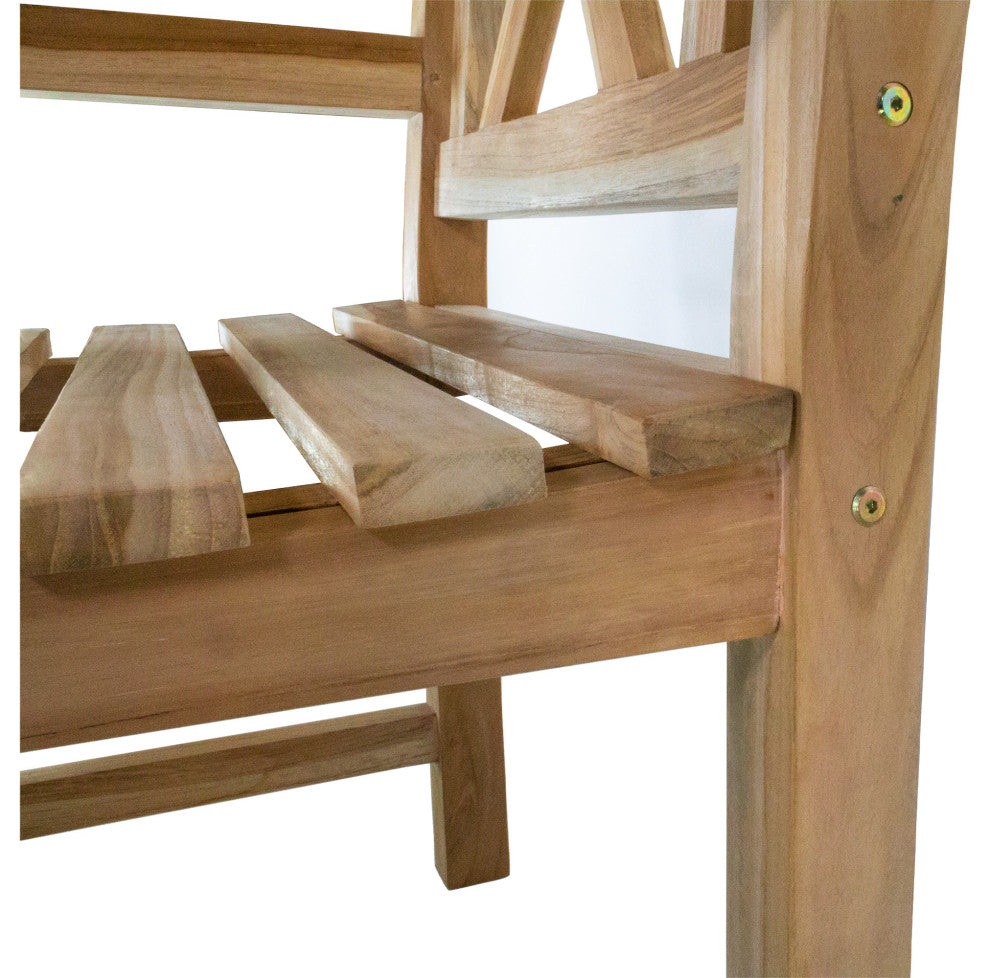 Nordic Style Teak Wood Natural Dining Chair with Arm Rests