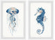 Jellyfish and Seahorse Diptych, 2-Piece Set, 8x12 Panels