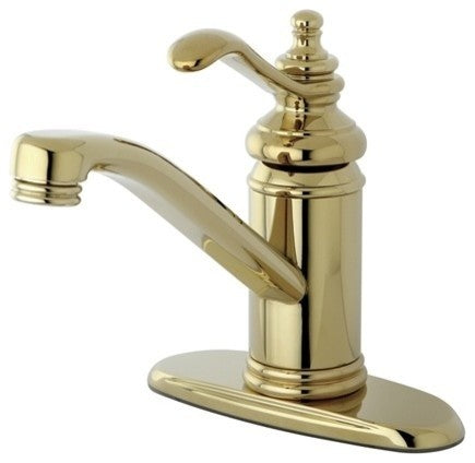 Kingston Brass Single-Handle Bathroom Faucet With Push Pop-Up, Polished Brass