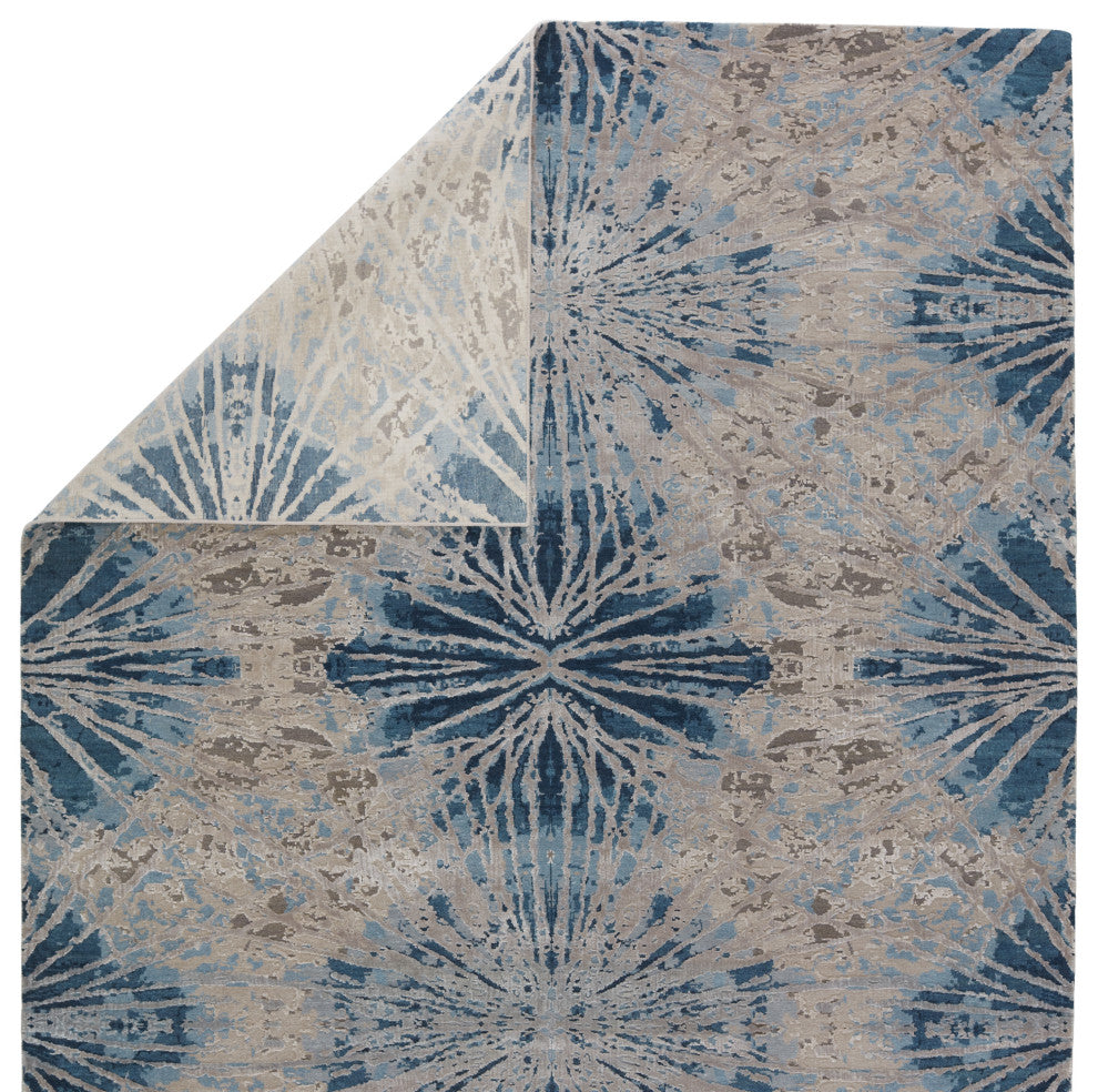 Kavi by Jaipur Living Thea Knotted Abstract White/Navy Area Rug, 9'x12'