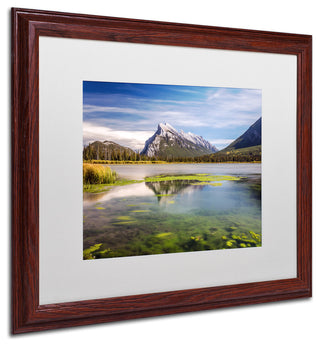 Pierre Leclerc 'Mount Rundle Banff' Matted Framed Art, Wood Frame, White, 20x16
