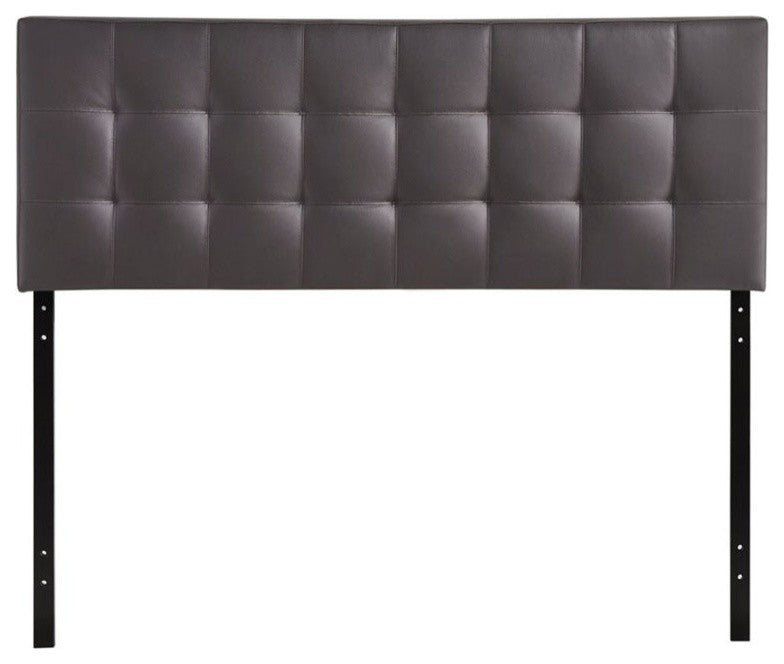Modern Contemporary King Size Vinyl Headboard, Brown Faux Leather