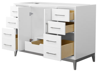 Amici 48" White Single Vanity, No Top, No Sink, Brushed Nickel Trim