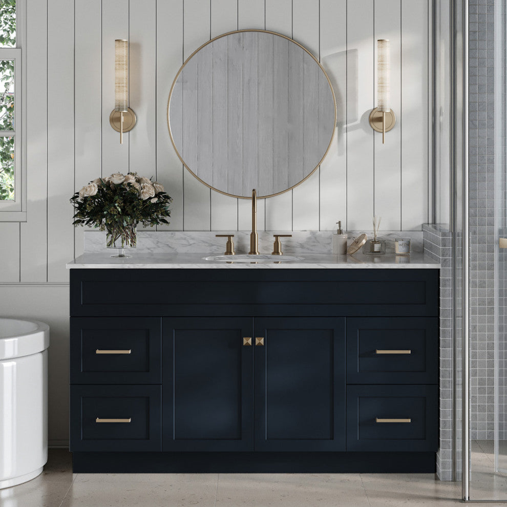 Ariel Hamlet 61" Oval Sink Bath Vanity, 0.75" Carrara Marble