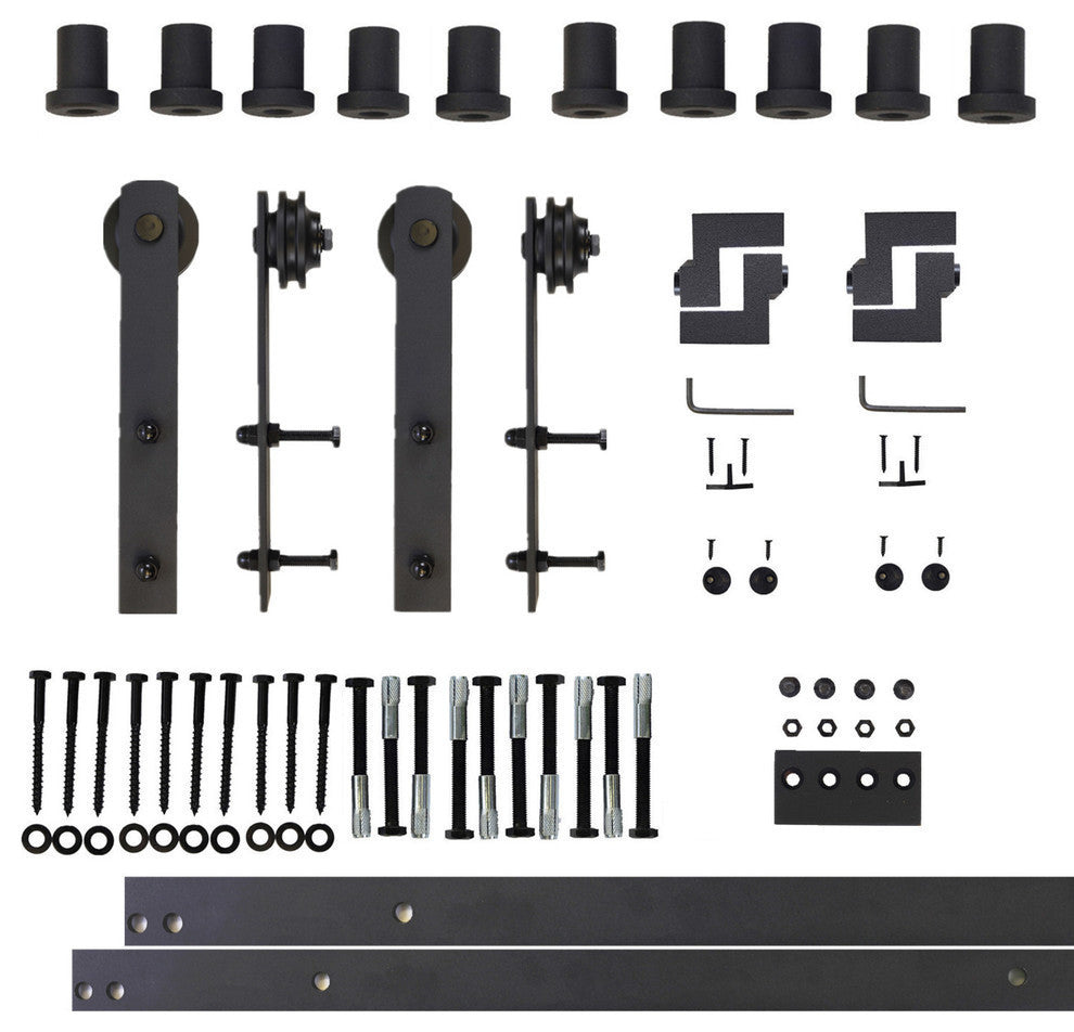 Sliding Barn Door Hardware for Double Door, Straight Design, 13'