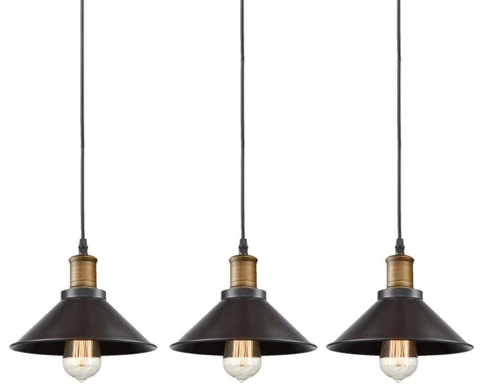 Industrial Vintage Metal Pendant Light, 3 Pack