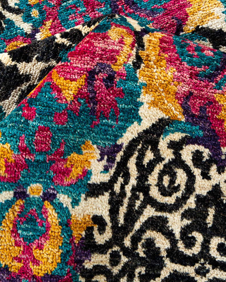 Suzani, One-of-a-Kind Hand-Knotted Area Rug Black, 8' 0" x 10' 0"