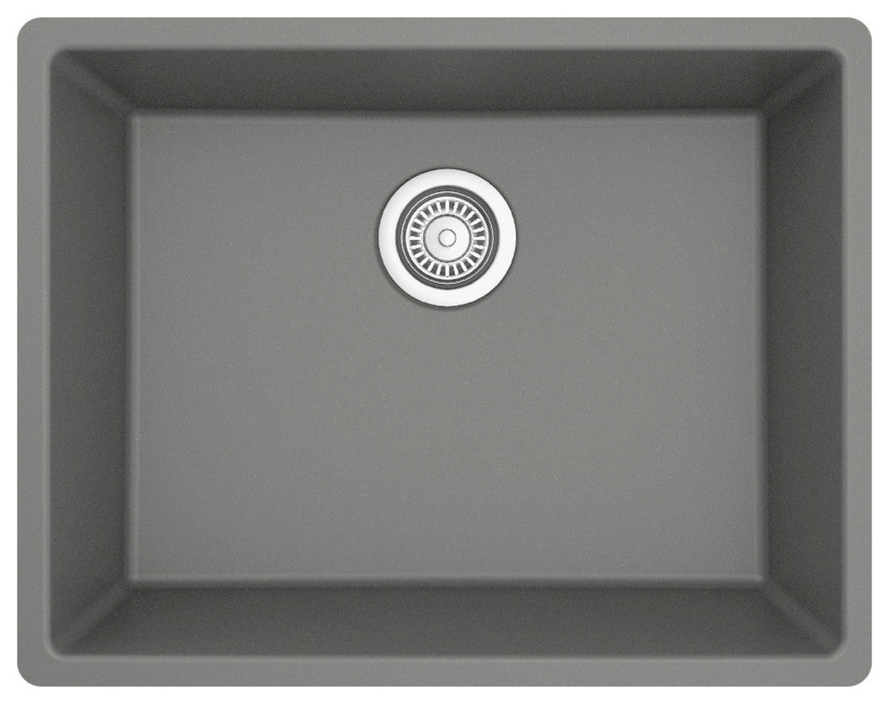 Karran QU-820 Undermount 24.38, Single Bowl Quartz Sink Kit, Grey