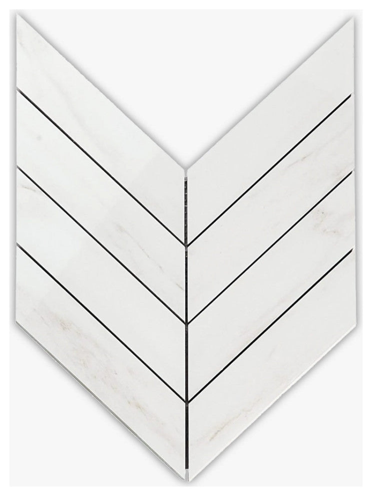 Bianco Dolomiti Polished 2x8 Chevron Marble Mosaic