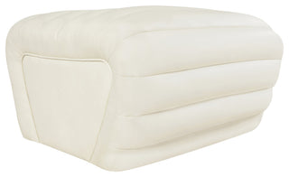 Vega Upholstered Ottoman, Cream, Vegan Leather