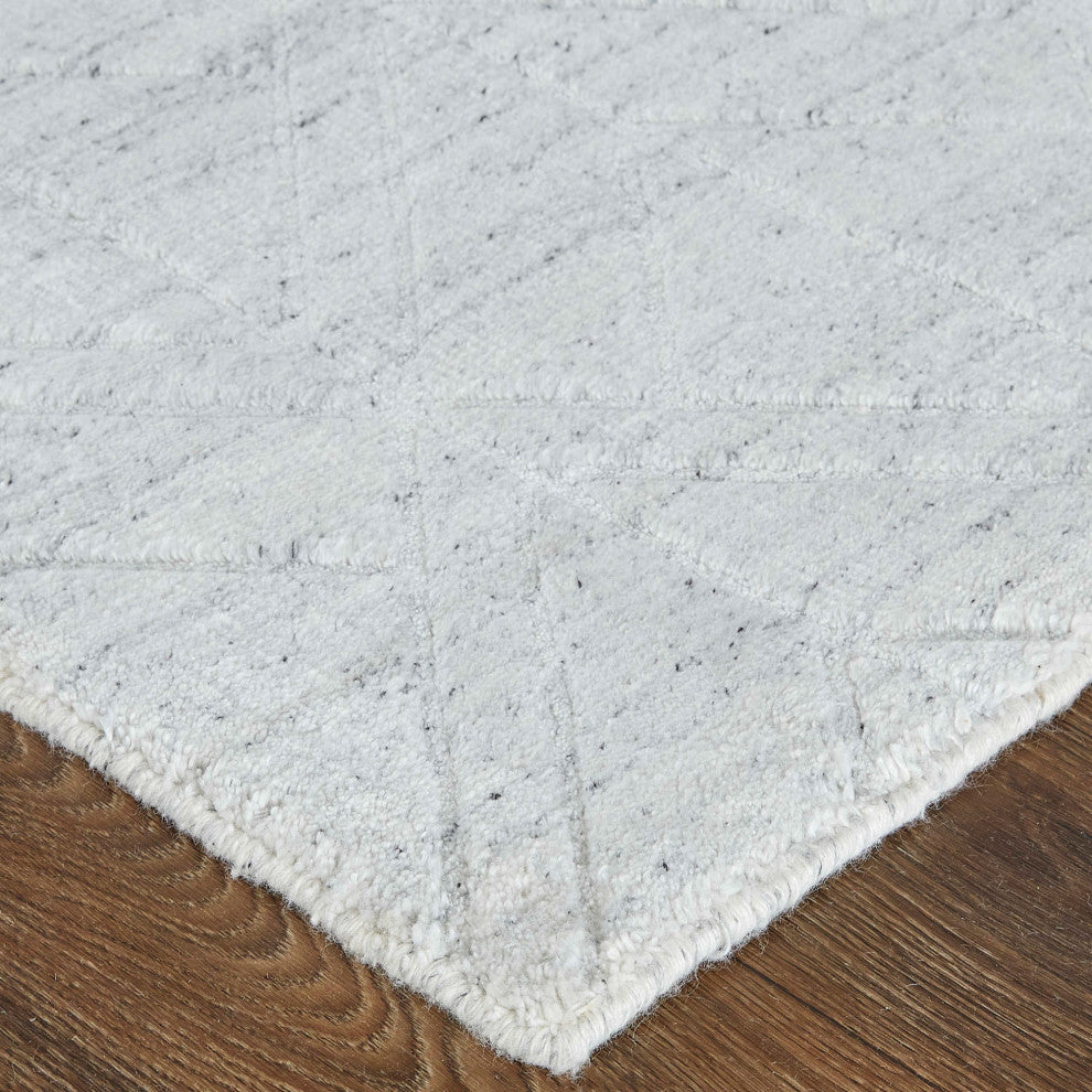 Weave & Wander Tatem Minimal Viscose Rug, White/Gray, Rug, 9' X 12'
