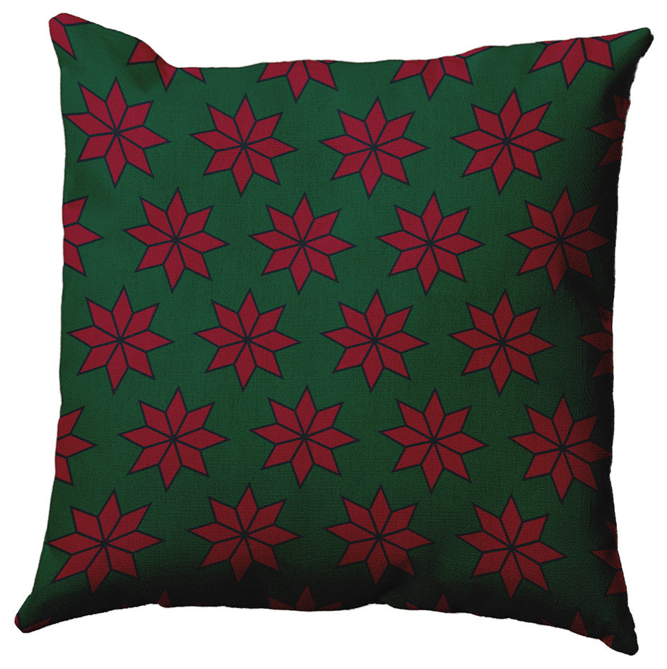 Pine Colored Christmas Stars Christmas Polyester Throw Pillow, 18"x18"