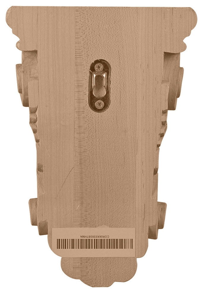 6"W x 3 1/4"D x 8 1/4"H Thin Acanthus Leaf Corbel, Alder
