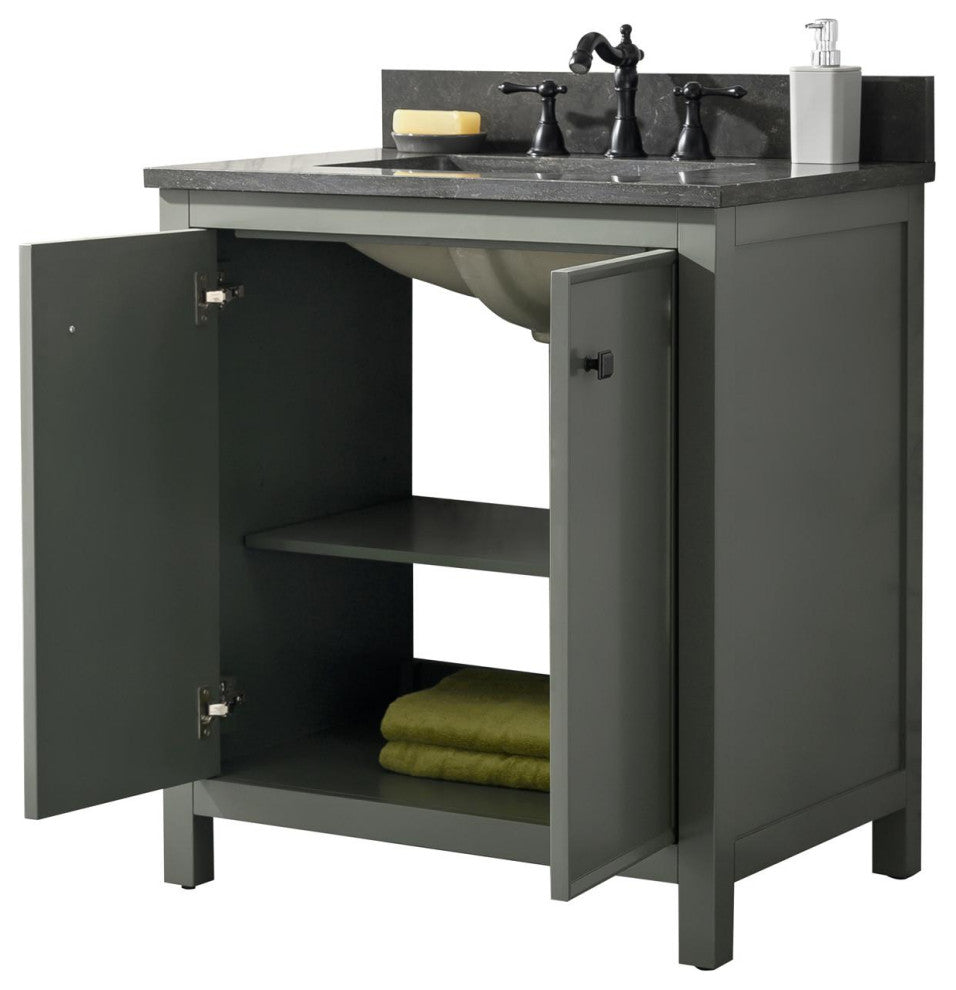 30" Single Sink Vanity Cabinet, Pewter Green