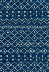 Aksil Moroccan Beni Souk Area Rug, Navy/Cream, 5 Ft. X 8 Ft.
