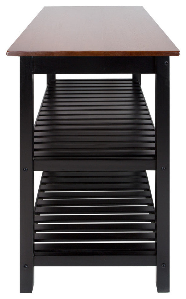 Kitchen Island With Solid Wood Top, Black