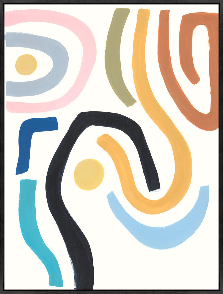 30x40 Colorful Lines I, Framed Artwork, Black