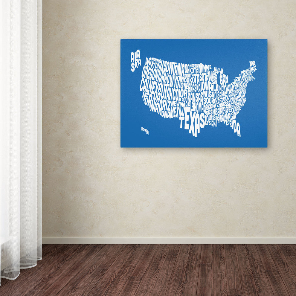 'USA States Text Map - Summer' Canvas Art by Michael Tompsett