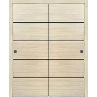 Bypass Doors 48 x 96 | Planum 0015 Natural Veneer with  | Sturdy Rails